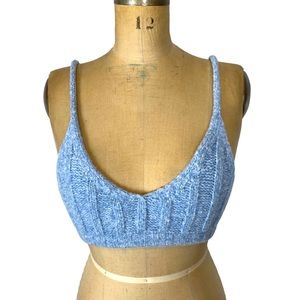 🌷 For Love & Lemons Blue Ribbed Knit Cropped Tank Top Size S